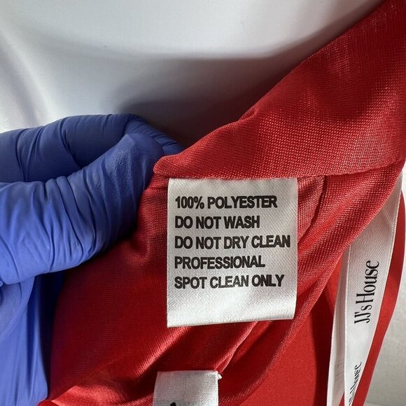 JJ"s House Red Size 4 Trumpet Mermaid V Neck Sweep Train Jersey Dress Siren - Picture 14 of 15